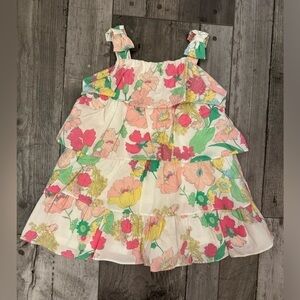 Janie and Jack Petite Pineapple Floral Ruffle Dress Girls Size 6-12 Mo Sundress